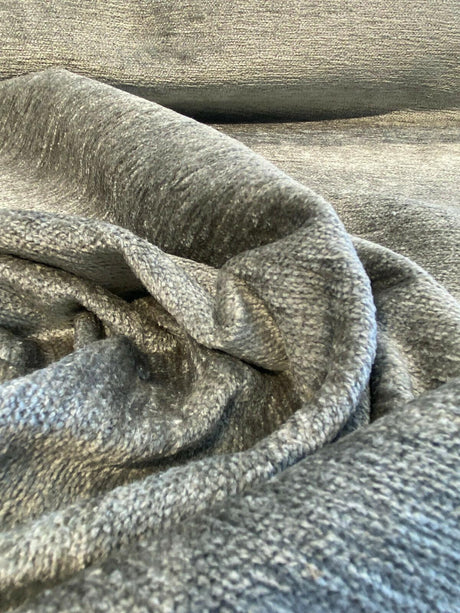 Soft Cuddle Chenille Upholstery Fabric - Pewter Taupe, Cuddle Pattern, 54" Width (1 Yard)