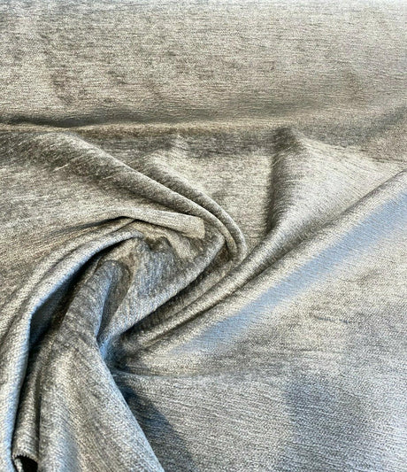 Soft Cuddle Chenille Upholstery Fabric - Pewter Taupe, Cuddle Pattern, 54" Width (1 Yard)