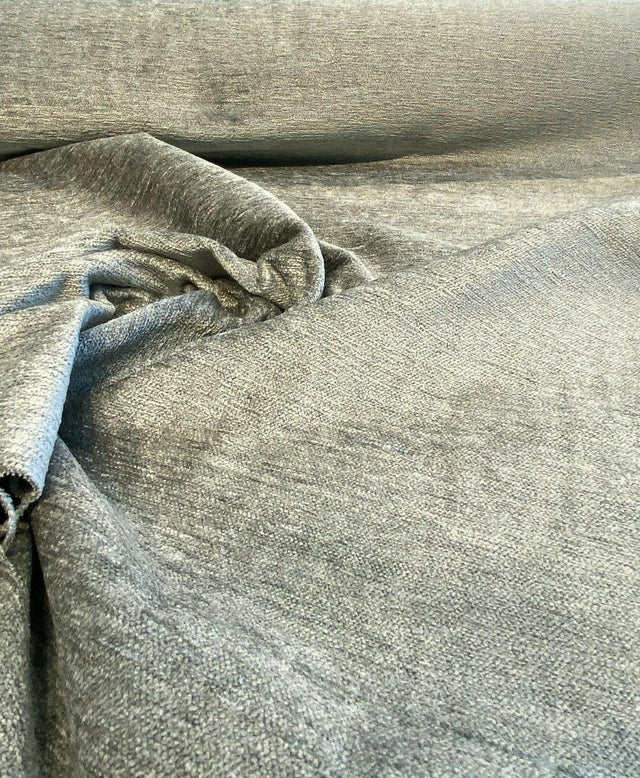 Soft Cuddle Chenille Upholstery Fabric - Pewter Taupe, Cuddle Pattern, 54" Width (1 Yard)