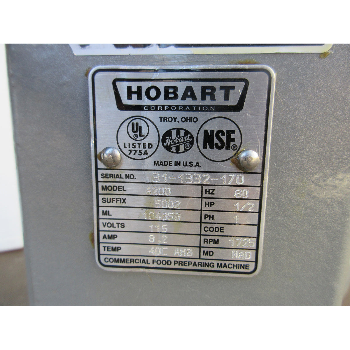 Hobart A200 Mixer 20 Qt, Used Excellent Condition