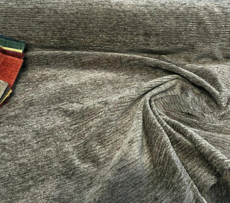 Soft Cuddle Chenille Upholstery Fabric - Metal Gray Cuddle, 54" Width (1 Yard)