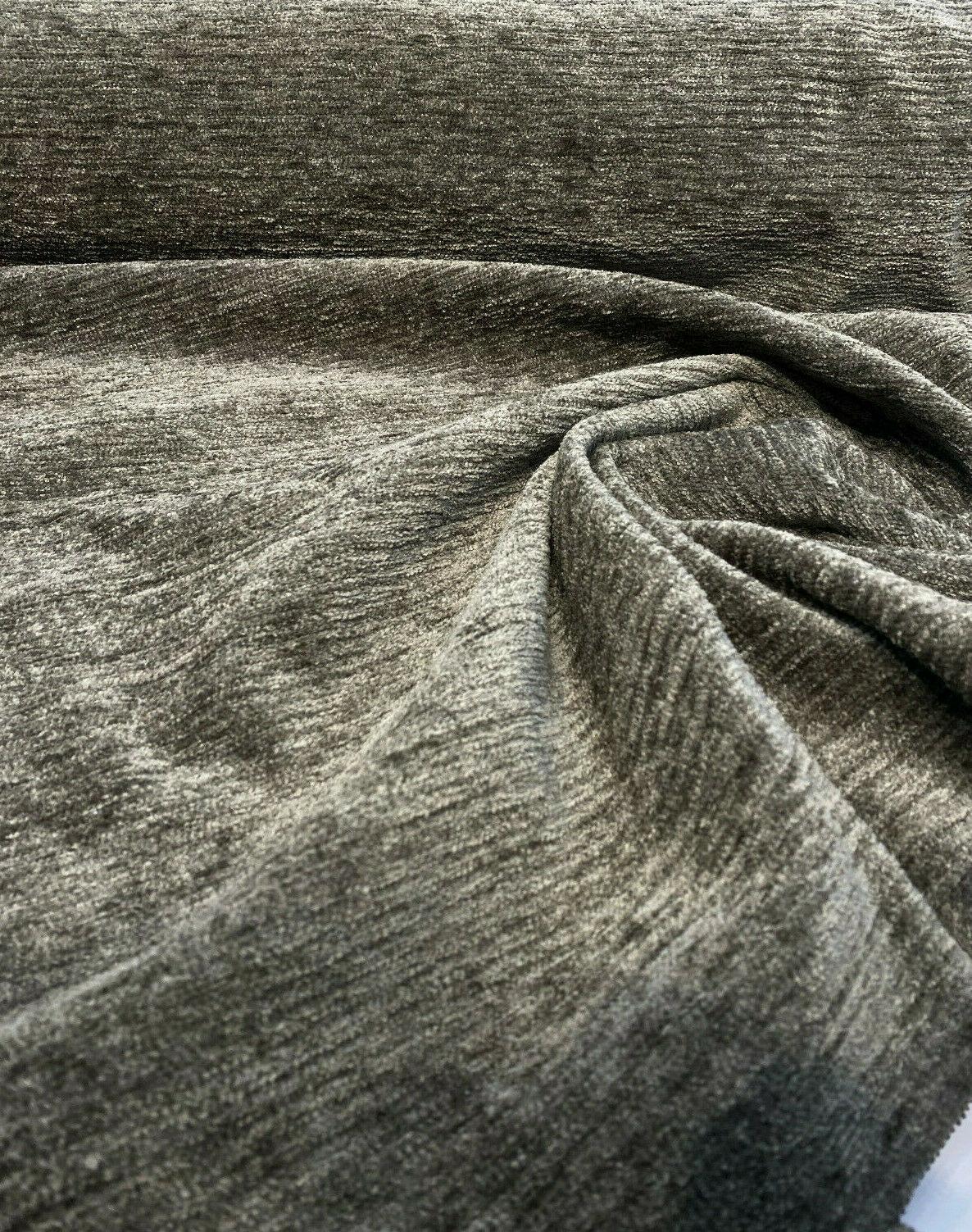 Soft Cuddle Chenille Upholstery Fabric - Metal Gray Cuddle, 54" Width (1 Yard)