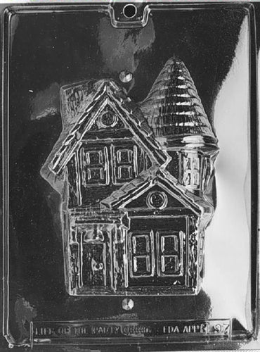 3D Haunted House Chocolate Mold - Front - LPH097A