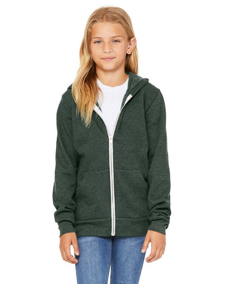 Bella + CanvasÂ Youth Sponge Fleece Full Zip Hooded Sweatshirt - L