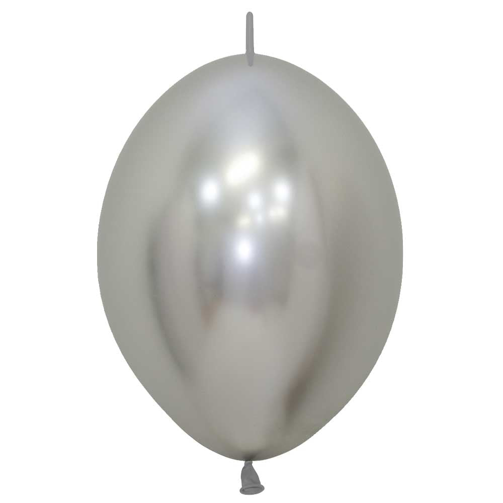 Latex Balloons 6 Inch Sempertex Link-O-Loon Reflex Silver