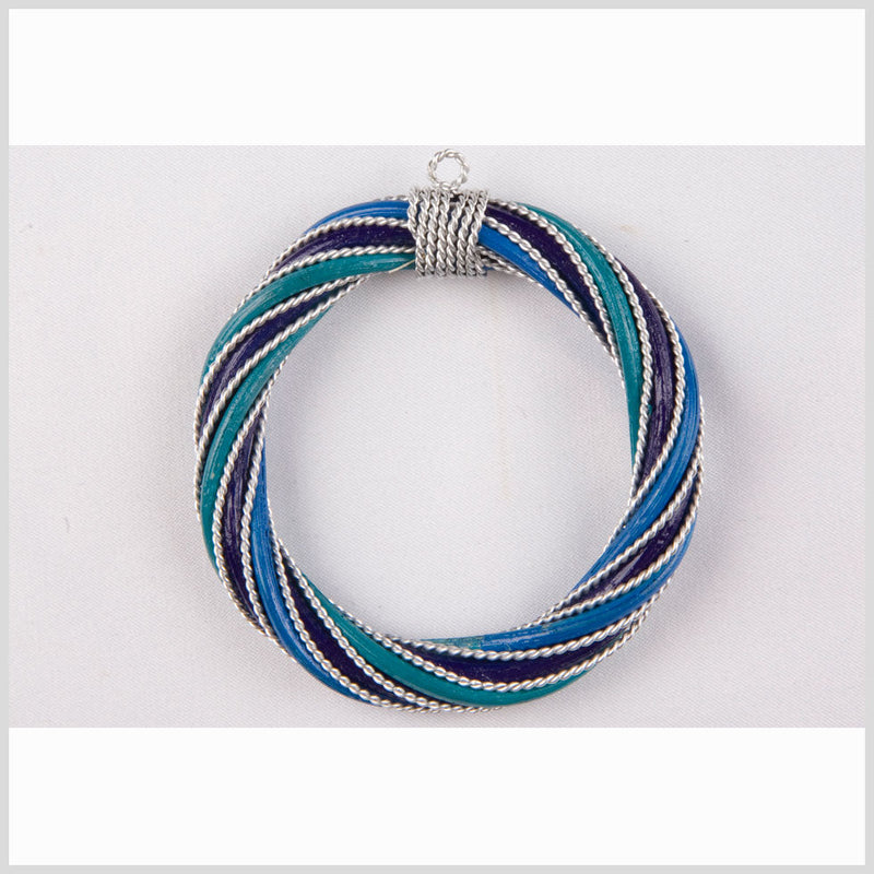Navy/Blue/Green Rattan Pendant