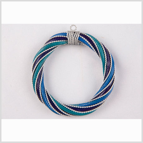 Navy/Blue/Green Rattan Pendant