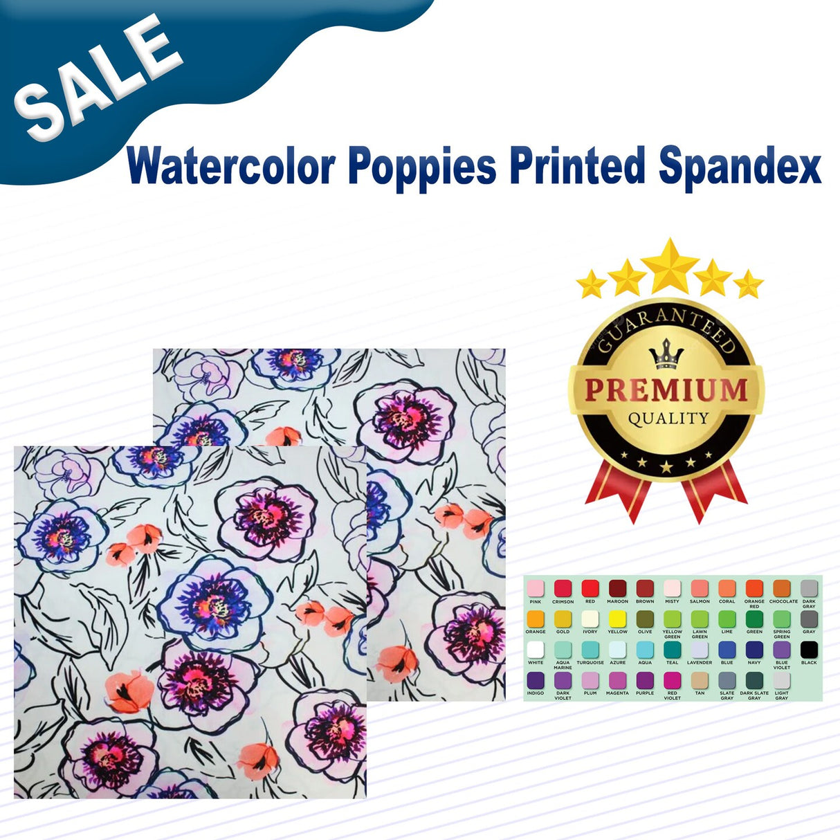 Watercolor Poppies Printed Spandex
