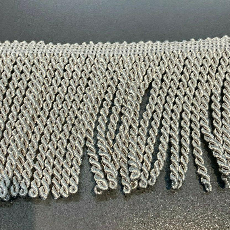 Bullion Fringe 4" Dark Silver Trim - Bullion Fringe Fabric, Dark Silver, 4" Width (1 Yard)