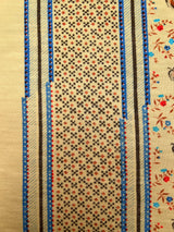 Acrylic Knitted Fabric Beige Blue Printed Lightweight Stretch