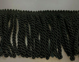Bullion Fringe Black Trim Fabric - Black, 4" Width (1 Yard)