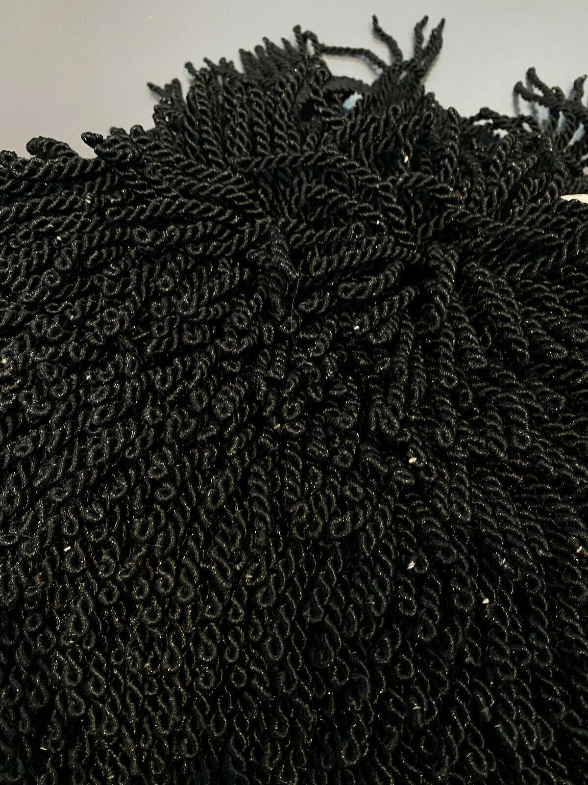 Bullion Fringe Black Trim Fabric - Black, 4" Width (1 Yard)