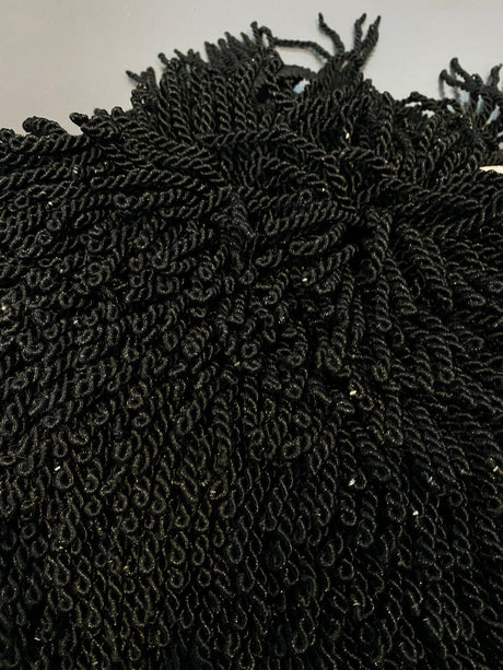 Bullion Fringe Black Trim Fabric - Black, 4" Width (1 Yard)