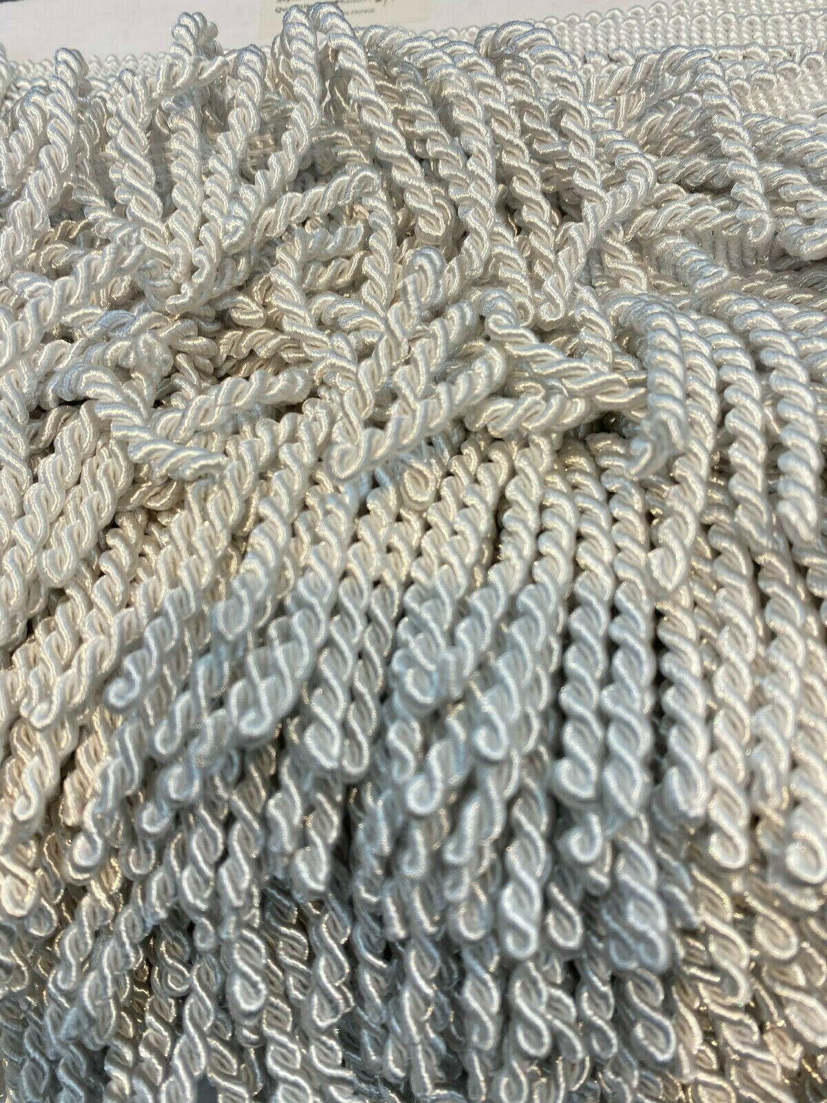Bullion Fringe Cotton Polyester Fabric - White, 4" Width (1 Yard)