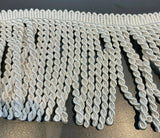 Bullion Fringe Cotton Polyester Fabric - White, 4" Width (1 Yard)