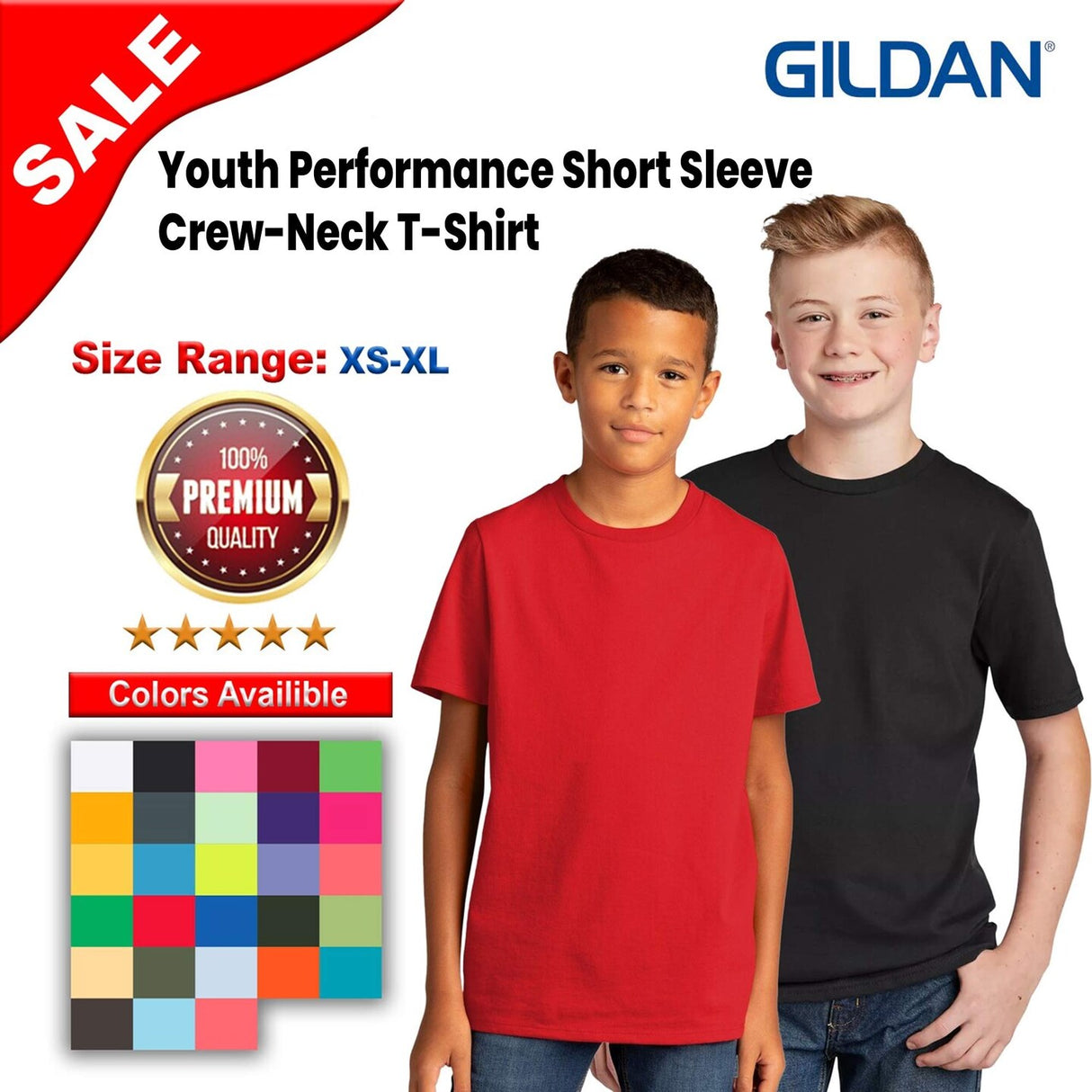 Gildan® Youth Performance Short Sleeve Crew-Neck T-Shirt