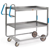 Lakeside LA7130 Ergo-One Stainless Steel 2-Shelf Utility Cart - 1000 Lb. - Shelf Size: 21" x 49"