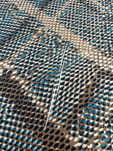 Printed Polyester Elastane Knitted Fabric Brown Blue