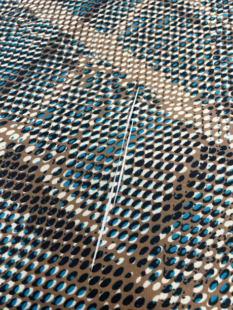 Printed Polyester Elastane Knitted Fabric Brown Blue