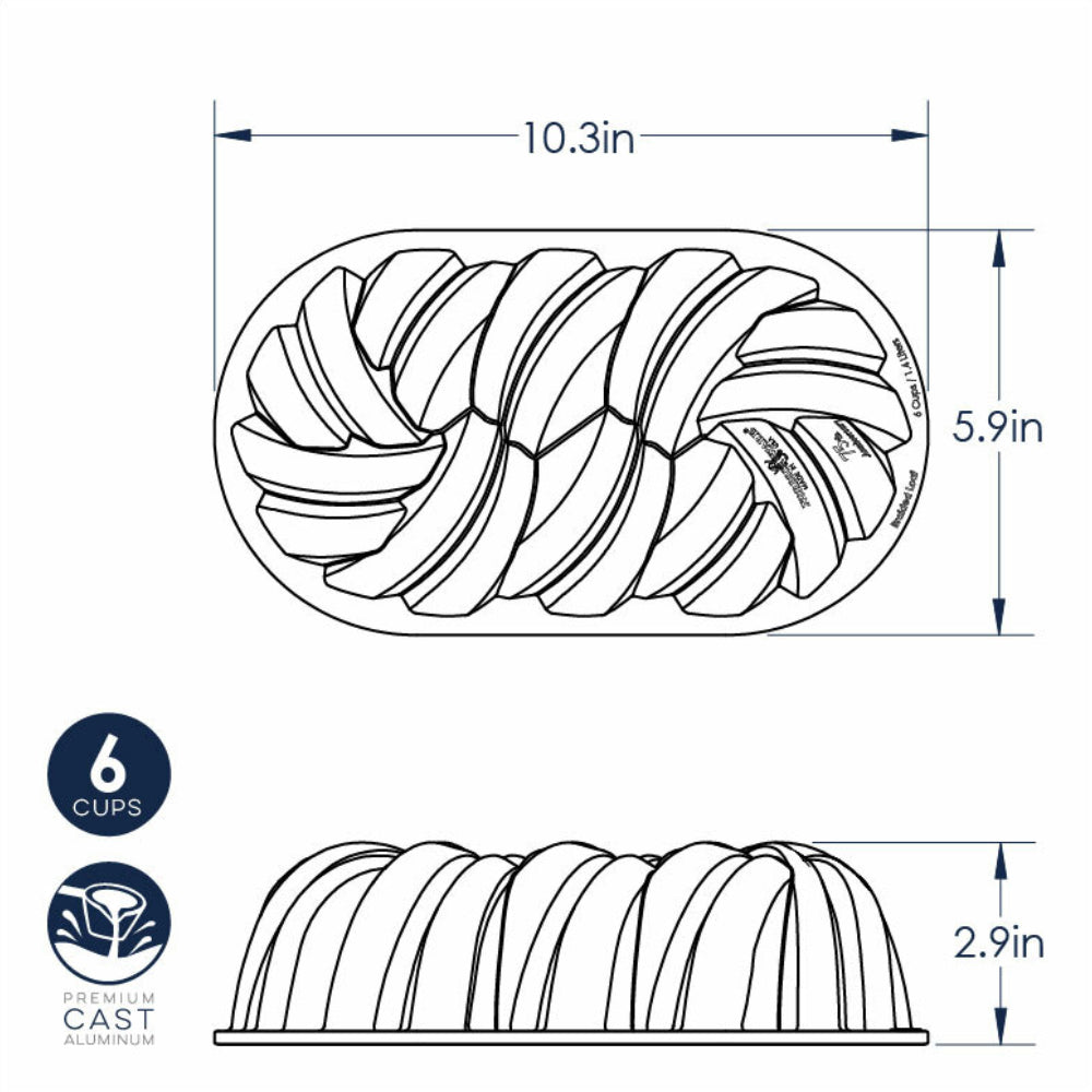 Nordic Ware 75th Anniversary Braided Loaf Pan, 6 Cups