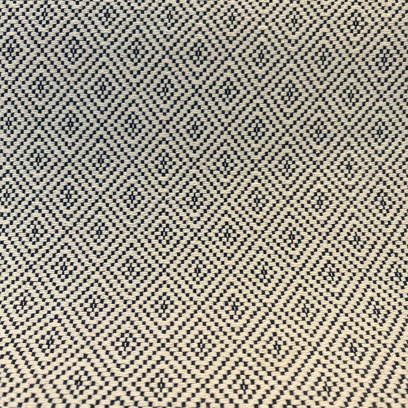Classic Diamond Brocade Upholstery Fabric - Navy Blue, Off-White, 56" Width (1 Yard)