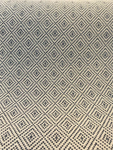 Classic Diamond Brocade Upholstery Fabric - Navy Blue, Off-White, 56" Width (1 Yard)