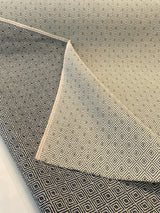 Classic Diamond Brocade Upholstery Fabric - Navy Blue, Off-White, 56" Width (1 Yard)