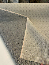 Classic Diamond Brocade Upholstery Fabric - Navy Blue, Off-White, 56" Width (1 Yard)