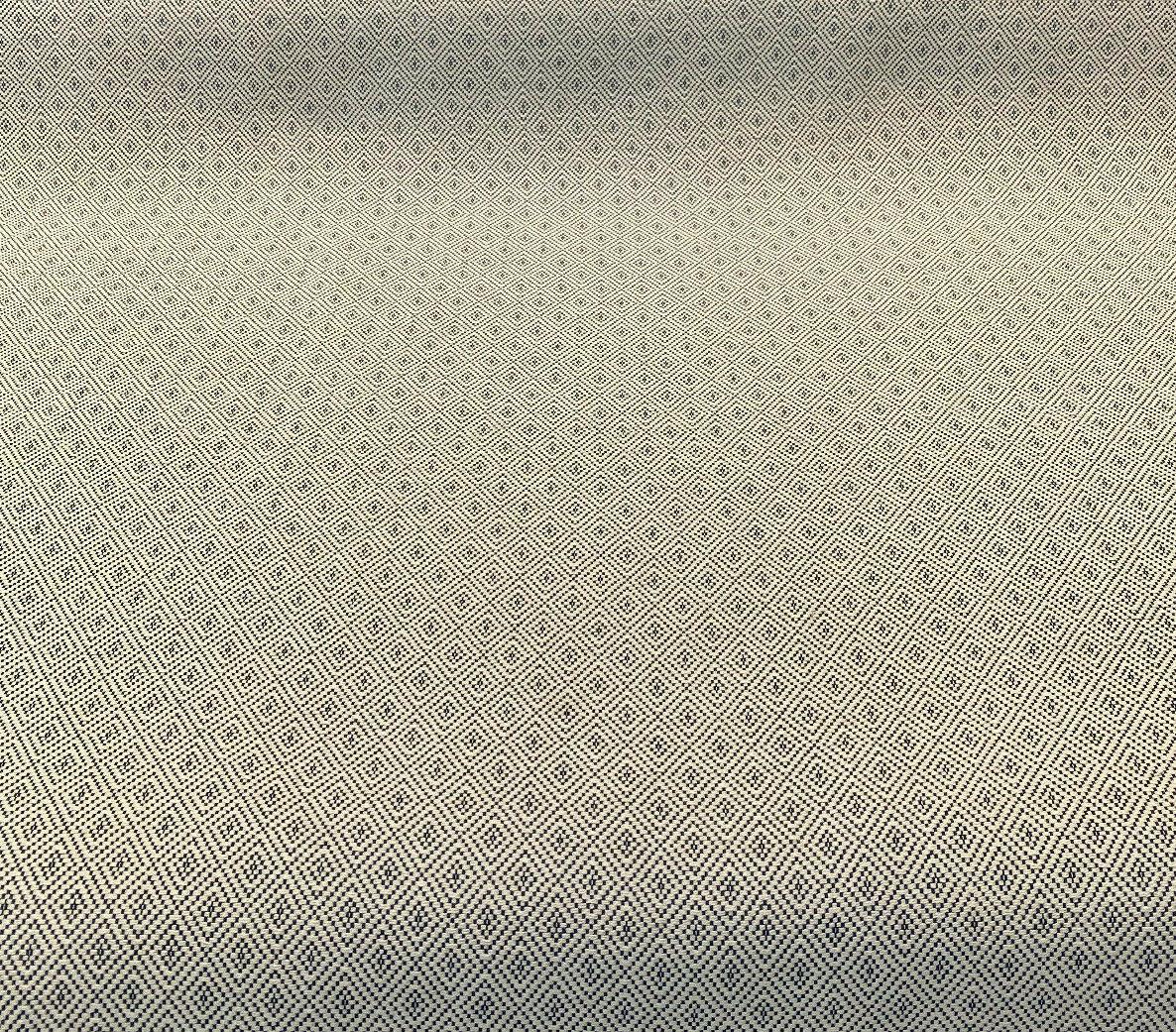 Classic Diamond Brocade Upholstery Fabric - Navy Blue, Off-White, 56" Width (1 Yard)