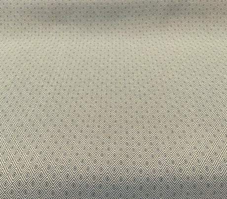 Classic Diamond Brocade Upholstery Fabric - Navy Blue, Off-White, 56" Width (1 Yard)