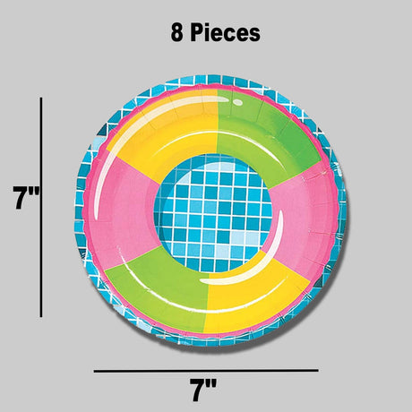 8 Ct Pool Party 7" Beach Ball Paper Dessert Plates,
