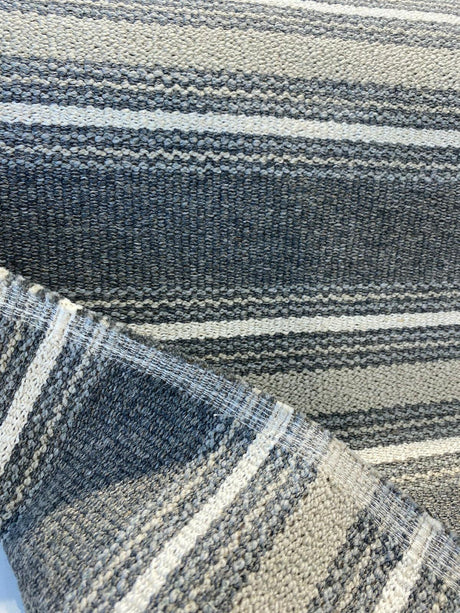 Pindler Zoya Sandstone Stripe Upholstery Fabric - Sand Gray And Ivory, 50" Width, 7.75" Vertical Repeat (1 Yard)