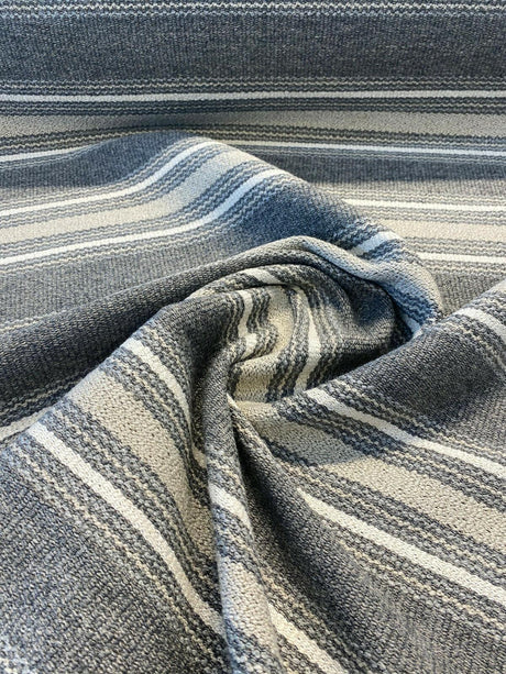 Pindler Zoya Sandstone Stripe Upholstery Fabric - Sand Gray And Ivory, 50" Width, 7.75" Vertical Repeat (1 Yard)