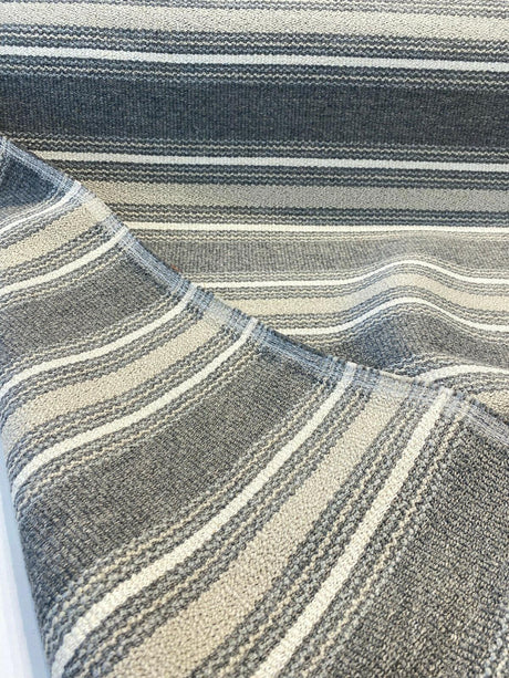 Pindler Zoya Sandstone Stripe Upholstery Fabric - Sand Gray And Ivory, 50" Width, 7.75" Vertical Repeat (1 Yard)