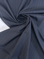 Wool Polyester Striped Suiting Fabric Gray-Blue