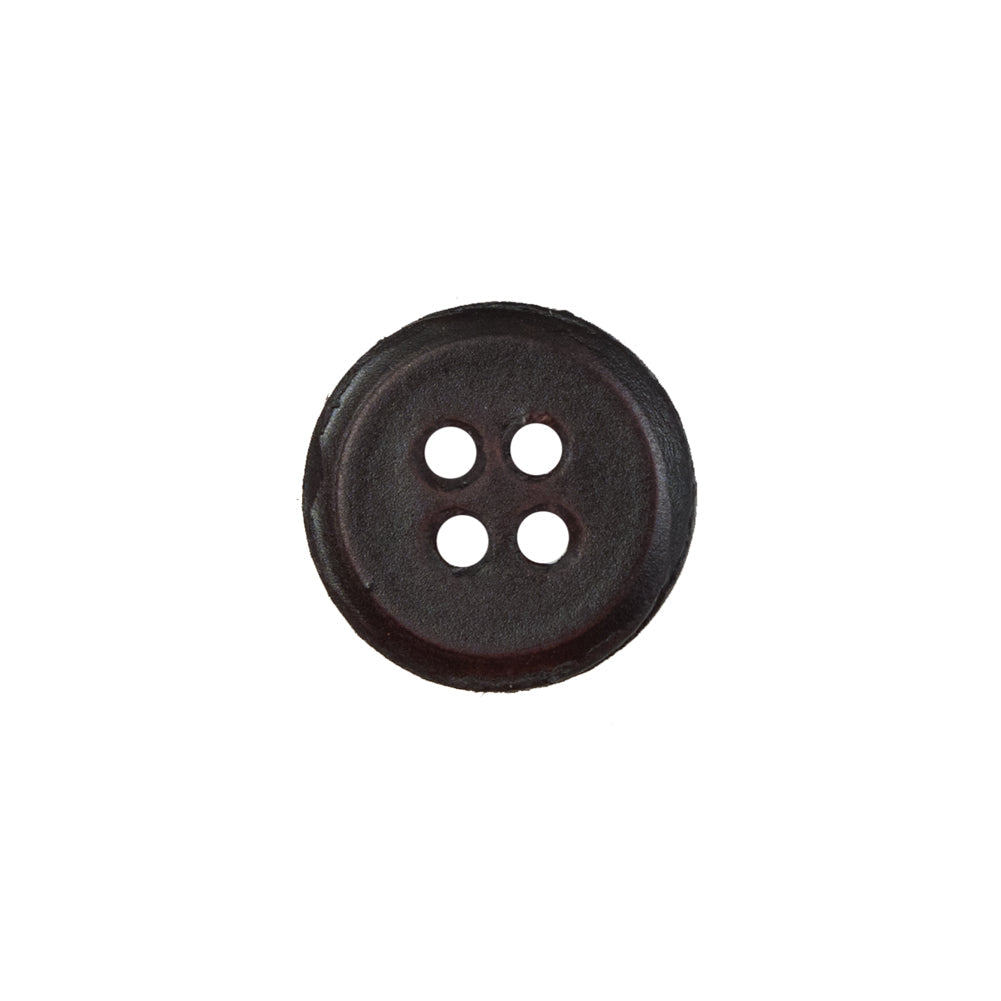 Antique Brown Leather 4-Hole Button - 24L/15mm