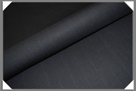 Navy Tropical Wool Suiting Fabric - Navy Blue Stripe, 58/60" Wide