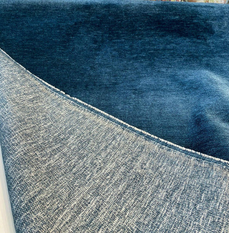 Lush Upholstery Soft Chenille Fabric - Sapphire Blue, 56" Width, Railroaded (1 Yard)