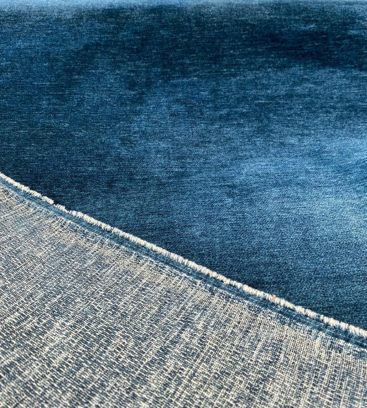Lush Upholstery Soft Chenille Fabric - Sapphire Blue, 56" Width, Railroaded (1 Yard)