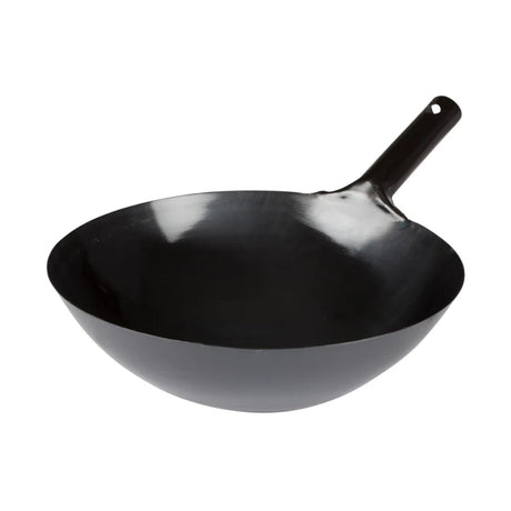 Winco Black Carbon Steel Wok, 14"