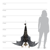 46" Menacing Hanging Bat Prop LED Eyes, Screeching Sounds, Moving Wings, Battery Operated Halloween Decor