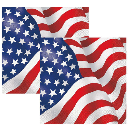 Patriotic USA Flag Beverage Napkins 16ct
