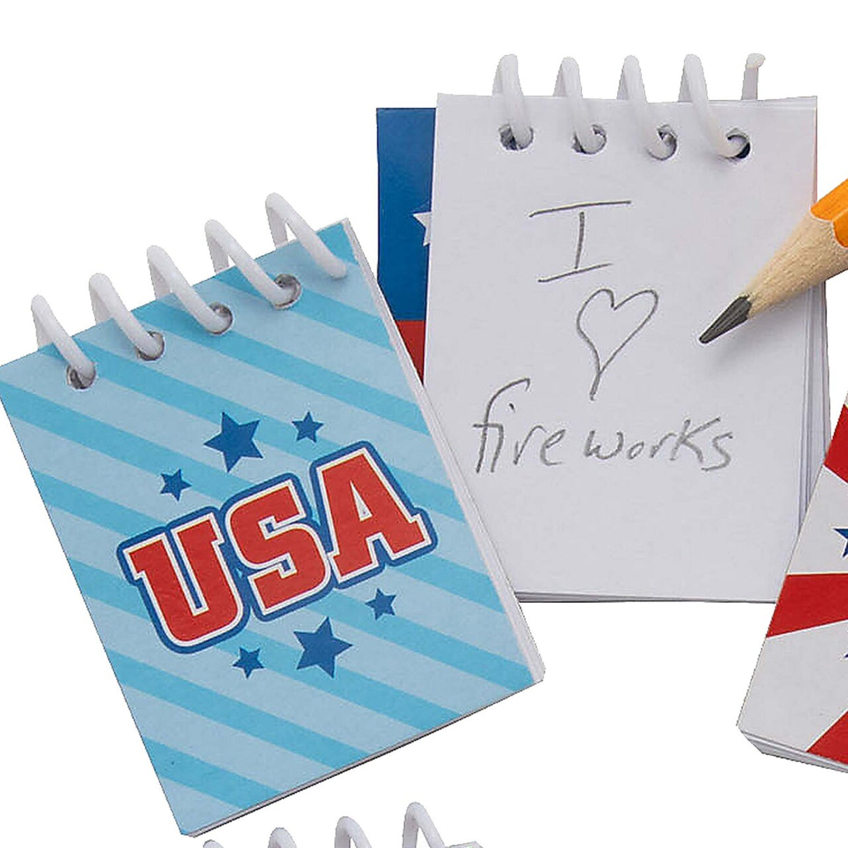 1 1/2" x 2" Bulk 48 Pc. Patriotic Red, White & Blue Mini Spiral Notepads