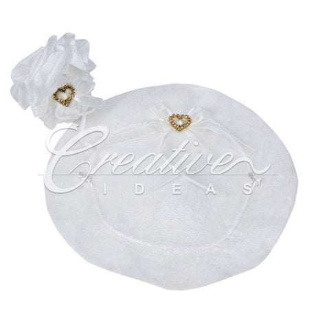 9.5" Diameter Heart Diamond Wrap-Sold By 6 Pieces (Individually Packed) (Antique White)