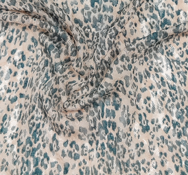Lace Animal Print 5455-2 Sample Polyester Spandex Lace Fabric - Blue/Ivory Animal Print, 50/52" Width