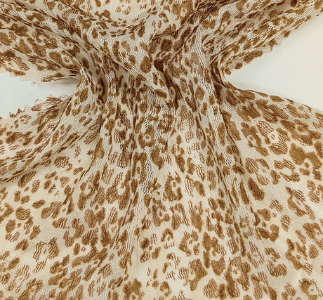 Lace Animal Print 5455-2 Sample Lace Fabric - Mocha/Ivory Animal Print, 50/52" Width