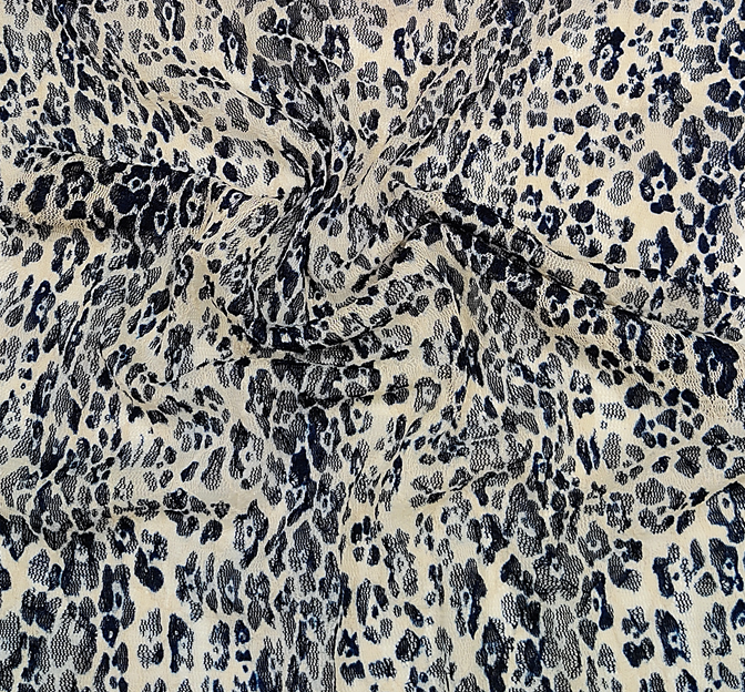 Lace Animal Print 5455-2 Sample Navy/Ivory Lace Fabric - Navy/Ivory Animal Print, 50/52" Width