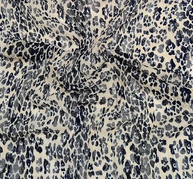 Lace Animal Print 5455-2 Sample Navy/Ivory Lace Fabric - Navy/Ivory Animal Print, 50/52" Width