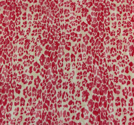 Lace Animal Print 5455-2 Sample Lace Fabric - Red/Ivory Animal Print, 50/52" Width