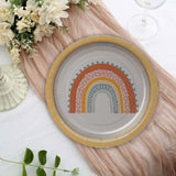 8 Count Boho Rainbow Party Paper Dessert Plates 7 Inch